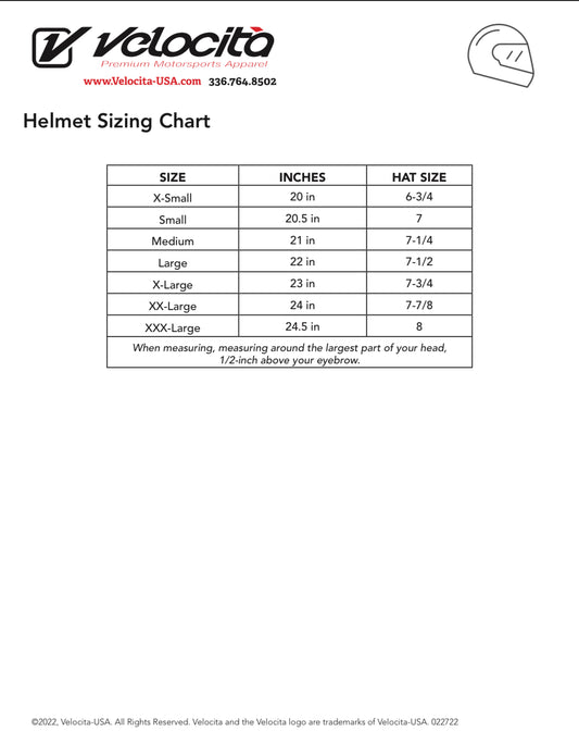 Helmet Size Chart